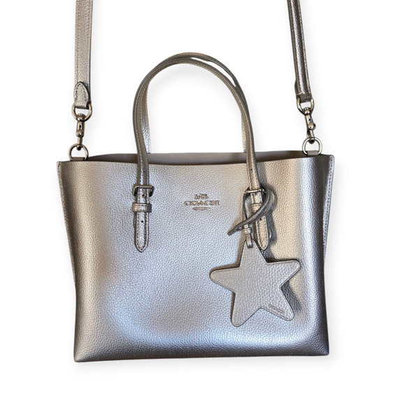 Coach Mollie Tote Bag 25 CX253 25 Metallic Light Silver Limited Edition - Picture 3 of 9
